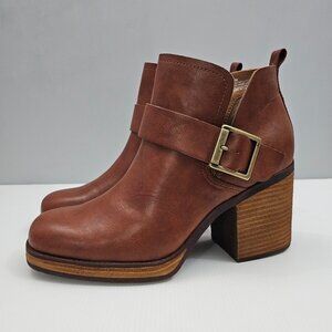 Kork-Ease Brown Ankle Boots with Buckle